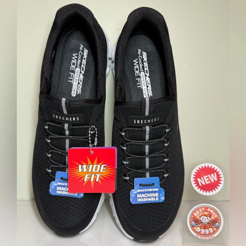 Skechers - Size 8.5 Wide - Glide-Step - Resilience Pull on Black - New - Picture 2 of 9